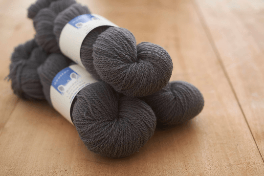 Alum Beck DK Yarn, dark slate grey yarn from rare breed, slaughter-free Border Leicester sheep